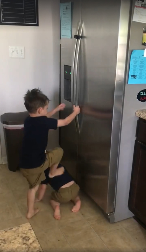 братья воруют еду из холодильника