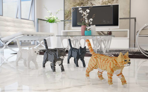 скульптуры кошек из lego