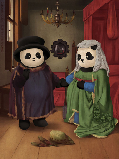 панды на известных картинах
