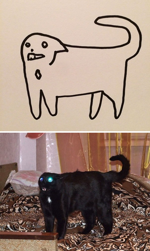 плохо нарисованные кошки