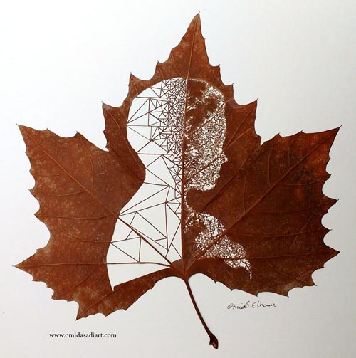 произведения искусства на листьях