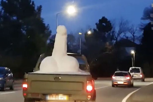 неприличная снежная скульптура