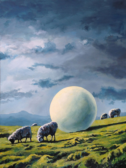 картины с космонавтами и овцами