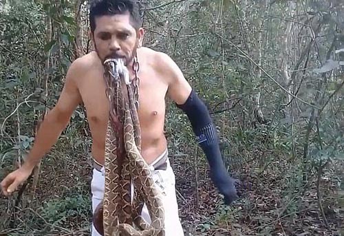 активист посадил в рот змей