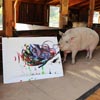 свинья рисует картины