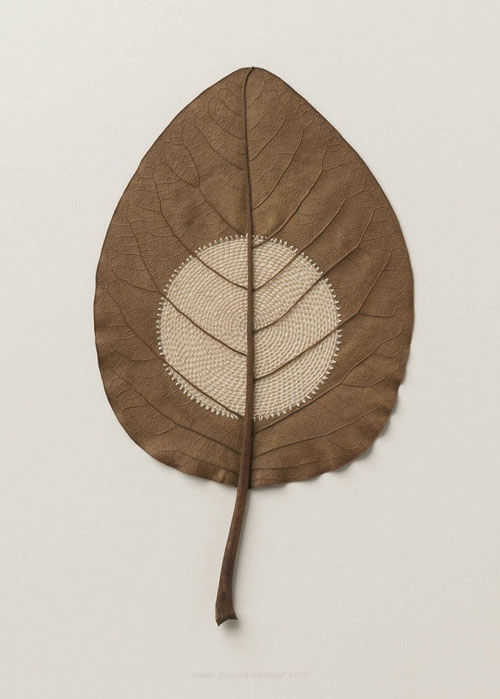 вязание крючком на листьях