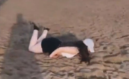 собаки уронили девушку в песок