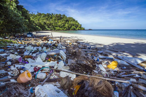 тонна мусора на пляже
