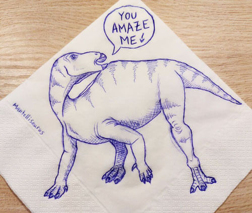 динозавры нарисованы на салфетках