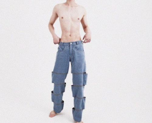 иллюзия разрезанных ног в джинсах