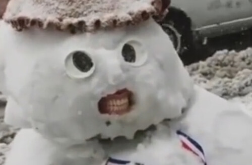 снеговик со вставными зубами