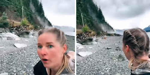 woman saved from a landslide