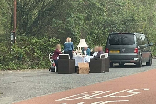 weirdos had lunch on the side of the road