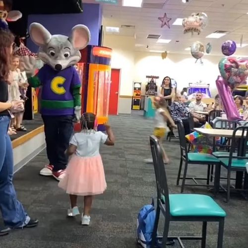 the mouse mascot ignores the child