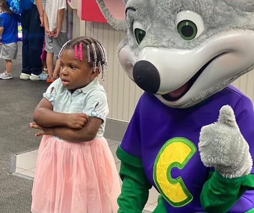 the mouse mascot ignores the child