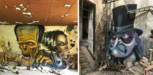 граффити в заброшенных зданиях