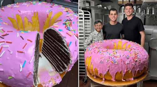 огромный торт в виде пончика