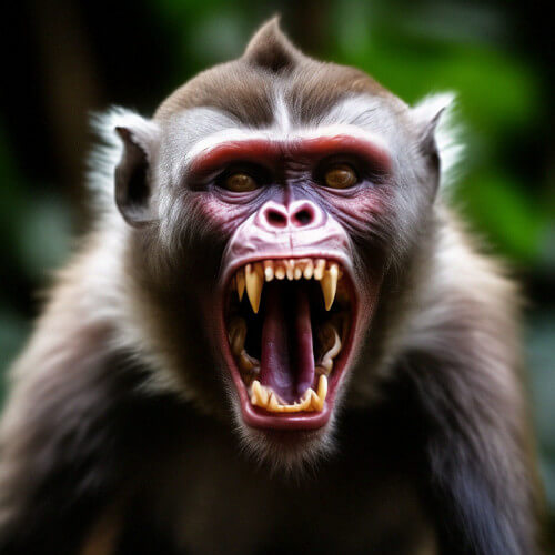 нападение агрессивных обезьян