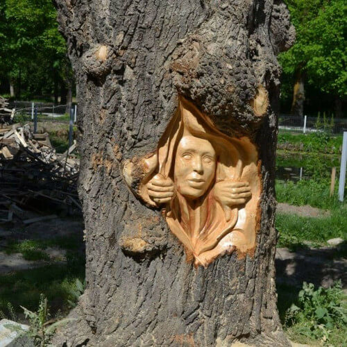 скульптуры сделаны из пней