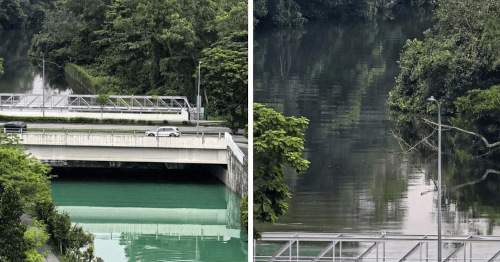 зелёная и синяя вода в канале 