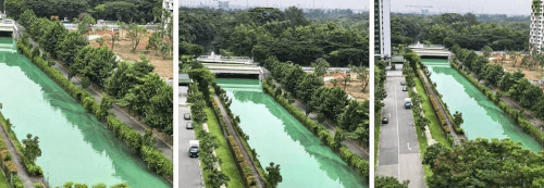 зелёная и синяя вода в канале