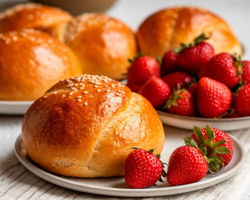 странные булочки с клубникой 