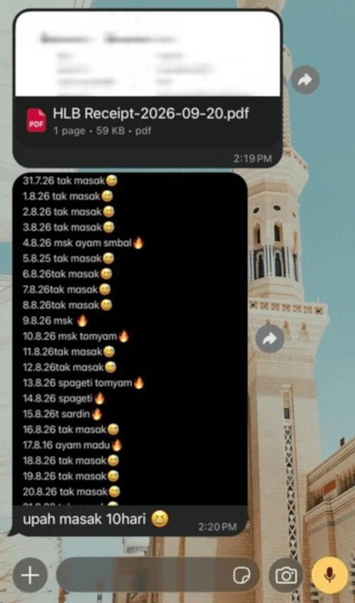 муж отмечает дни домашней еды
